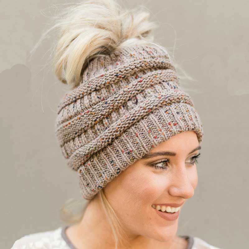CuteBeanie Soft Knit Ponytail Beanie