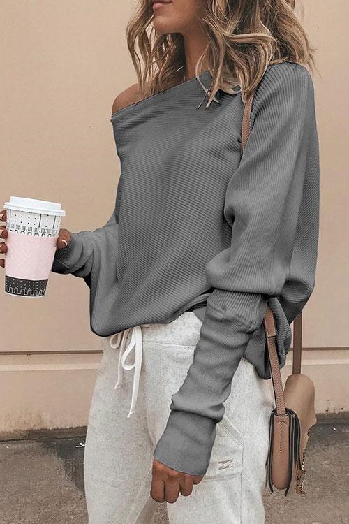Off Sholder Batwing Sleeve Sweater