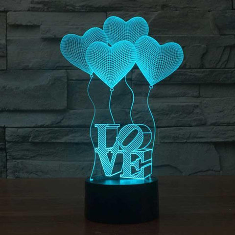 Image of Love Balloons 3D Illusion Lamp - 3D Led Lamps - SlickLamps.com