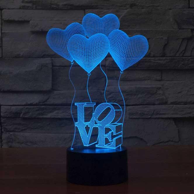 Love Balloons 3D Illusion Lamp - 3D Led Lamps - SlickLamps.com