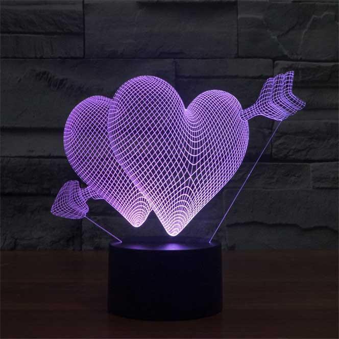 Heartstruck 3D Illusion Lamp - 3D Led Lamps - SlickLamps.com