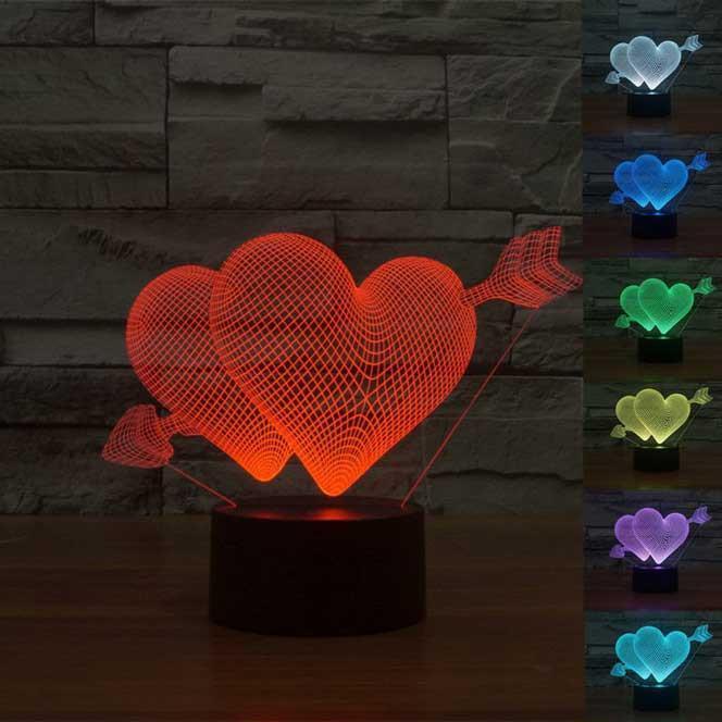 Heartstruck 3D Illusion Lamp - 3D Led Lamps - SlickLamps.com