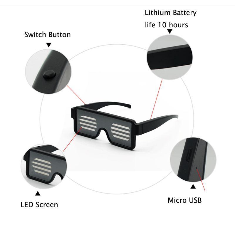 Customizable Quick Flash Rechargeable Luminous LED Light Glasses