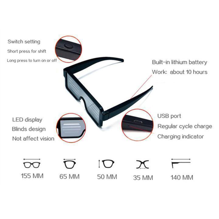 Customizable Quick Flash Rechargeable Luminous LED Light Glasses