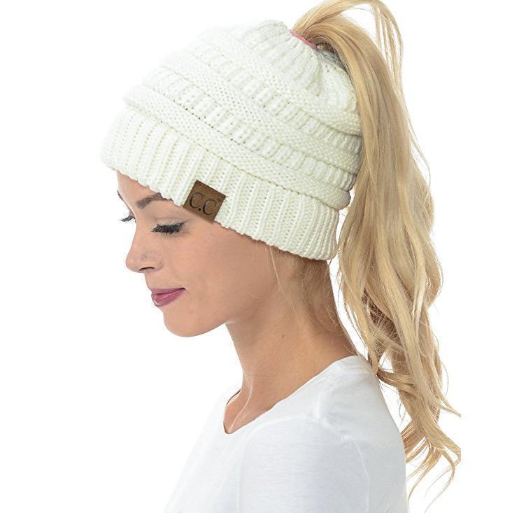 CuteBeanie Soft Knit Ponytail Beanie