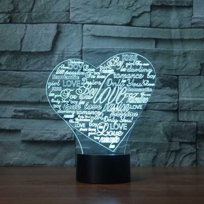 Heart Collage 3D Illusion Lamp - 3D Led Lamps - SlickLamps.com