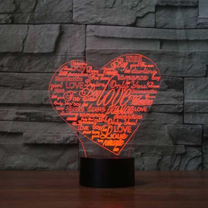 Heart Collage 3D Illusion Lamp - 3D Led Lamps - SlickLamps.com