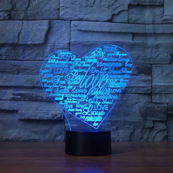 Heart Collage 3D Illusion Lamp - 3D Led Lamps - SlickLamps.com