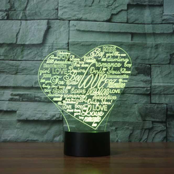 Heart Collage 3D Illusion Lamp - 3D Led Lamps - SlickLamps.com