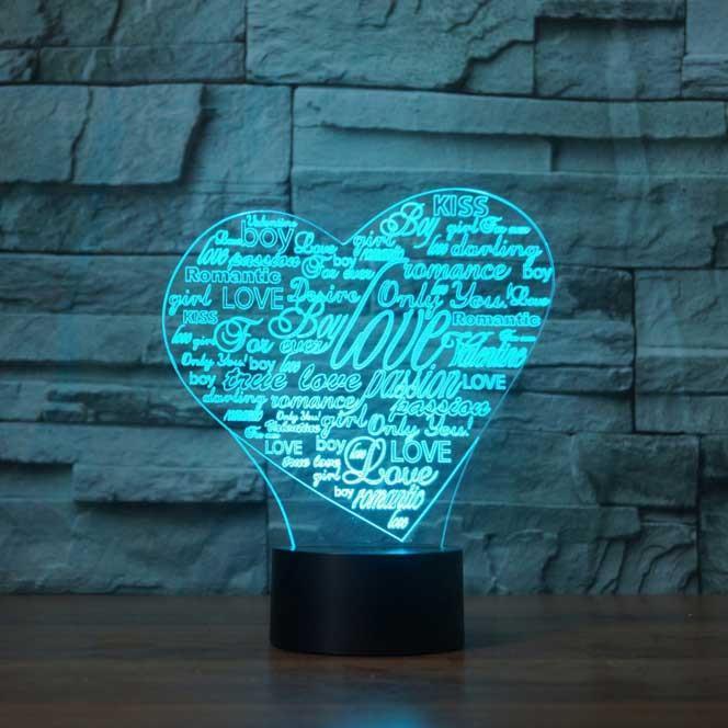 Heart Collage 3D Illusion Lamp - 3D Led Lamps - SlickLamps.com