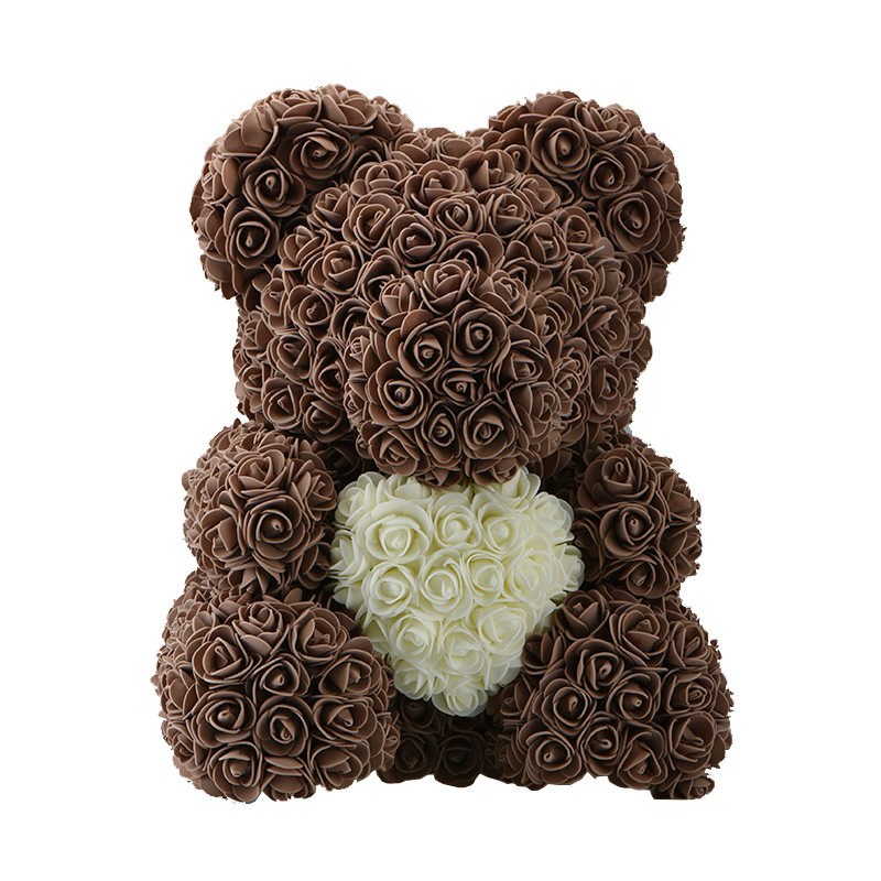 Heart Rose Bear - Brown