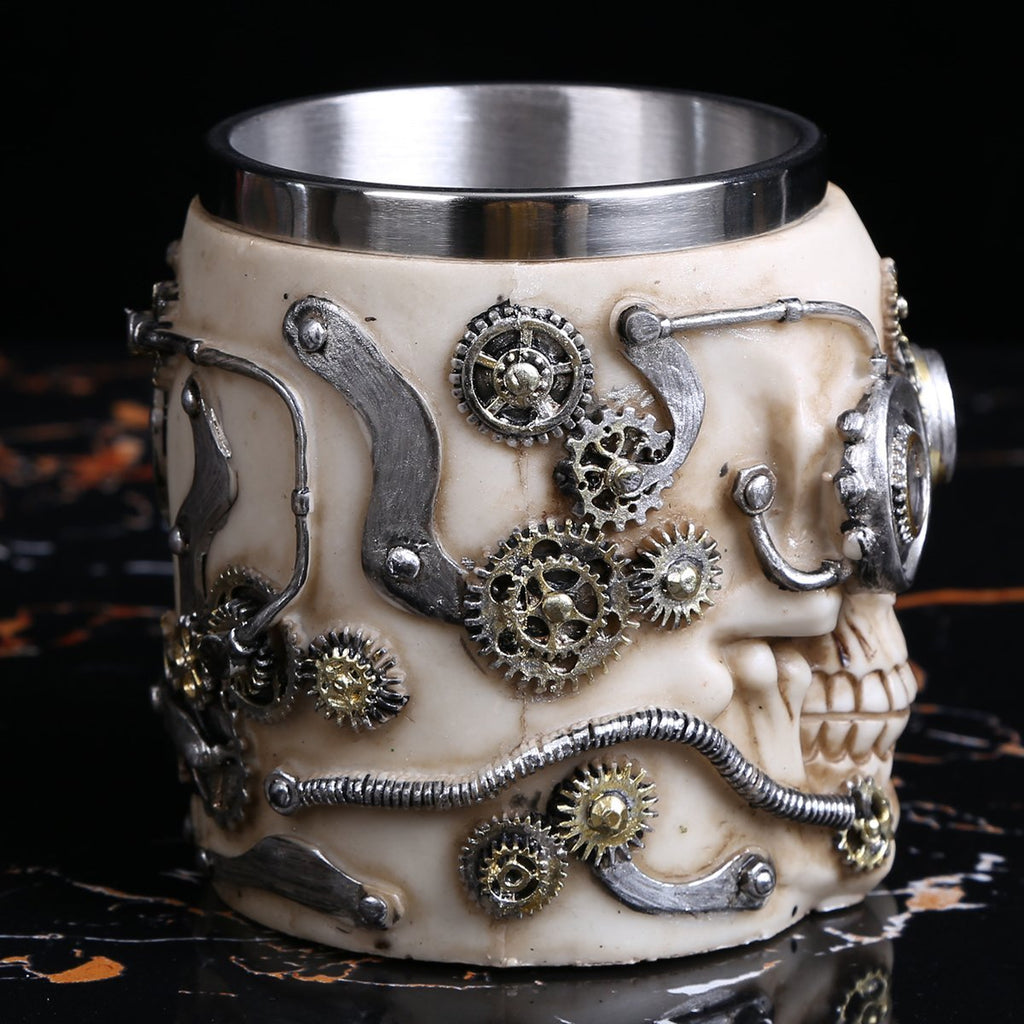 HANDCRAFTED STEAMPUNK SKULL MUG - SlickDecor.com