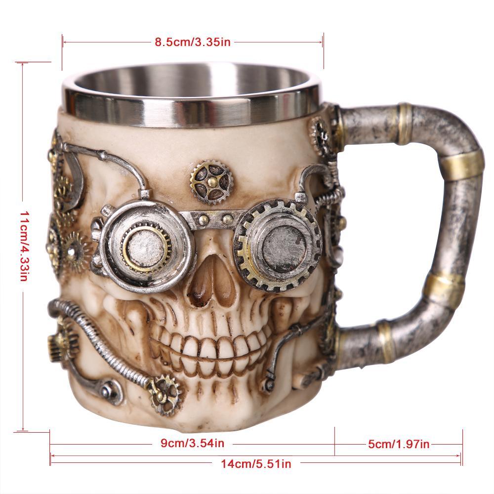 HANDCRAFTED STEAMPUNK SKULL MUG - SlickDecor.com