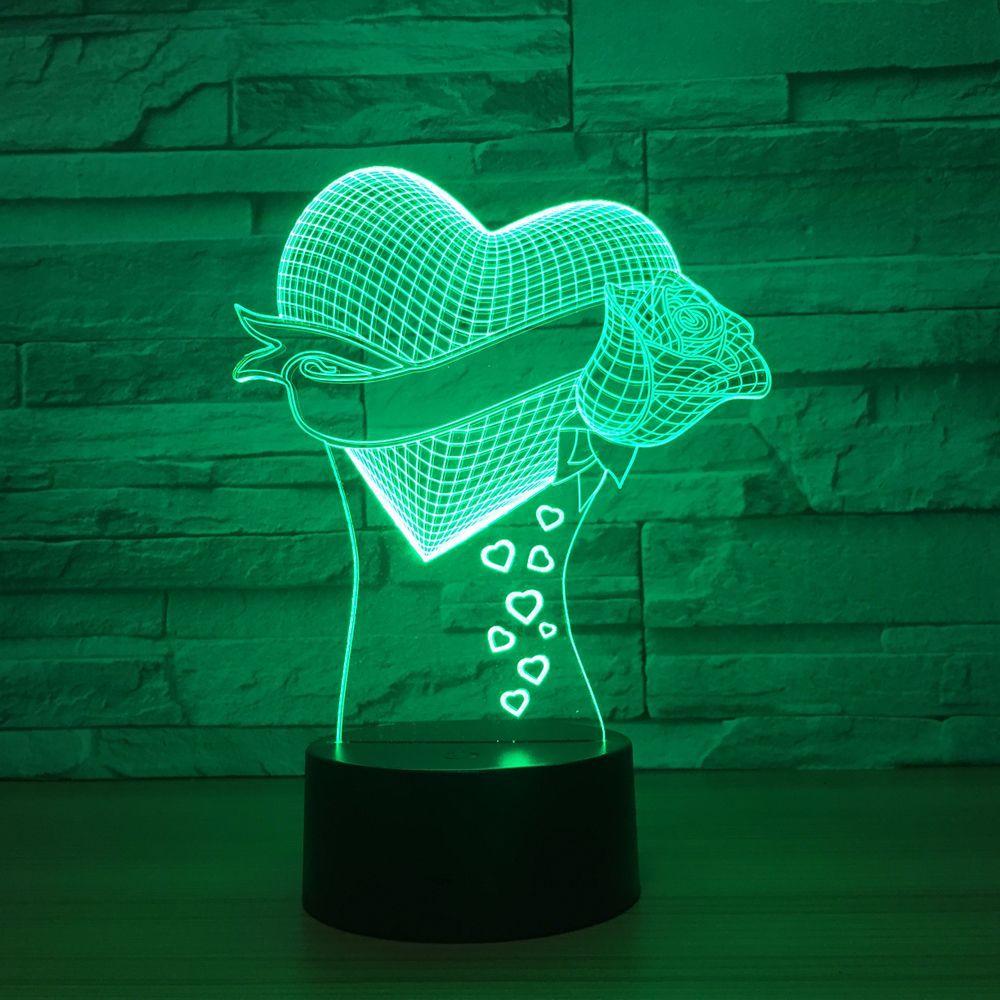 Love Rose Flower 3D Illusion Lamp