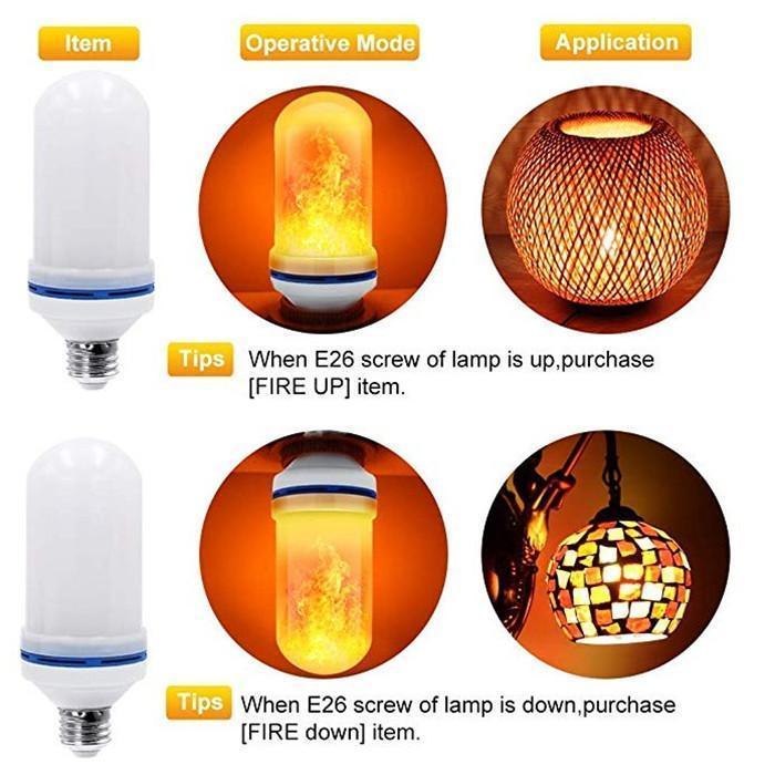 LED Flame Effect Flickering Fire Light Bulb with Gravity Sensor - SlickDecor.com