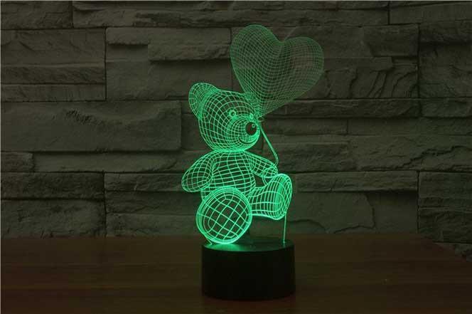 Teddy With Balloon 3D Illusion Lamp - 3D Led Lamps - SlickLamps.com