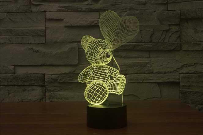 Teddy With Balloon 3D Illusion Lamp - 3D Led Lamps - SlickLamps.com