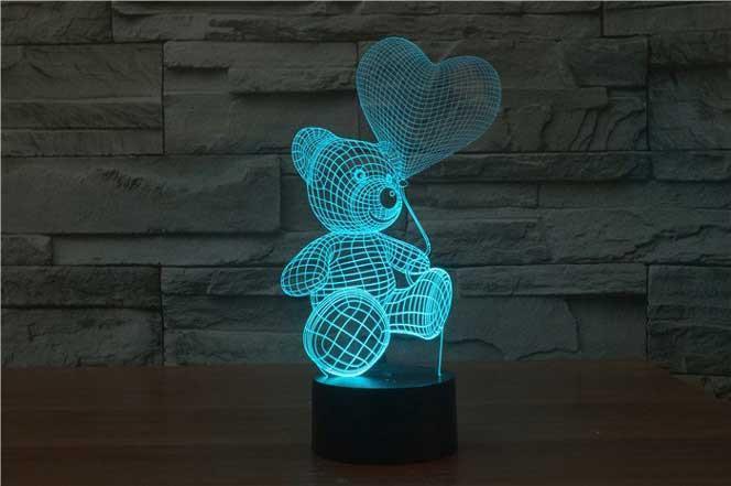 Teddy With Balloon 3D Illusion Lamp - 3D Led Lamps - SlickLamps.com