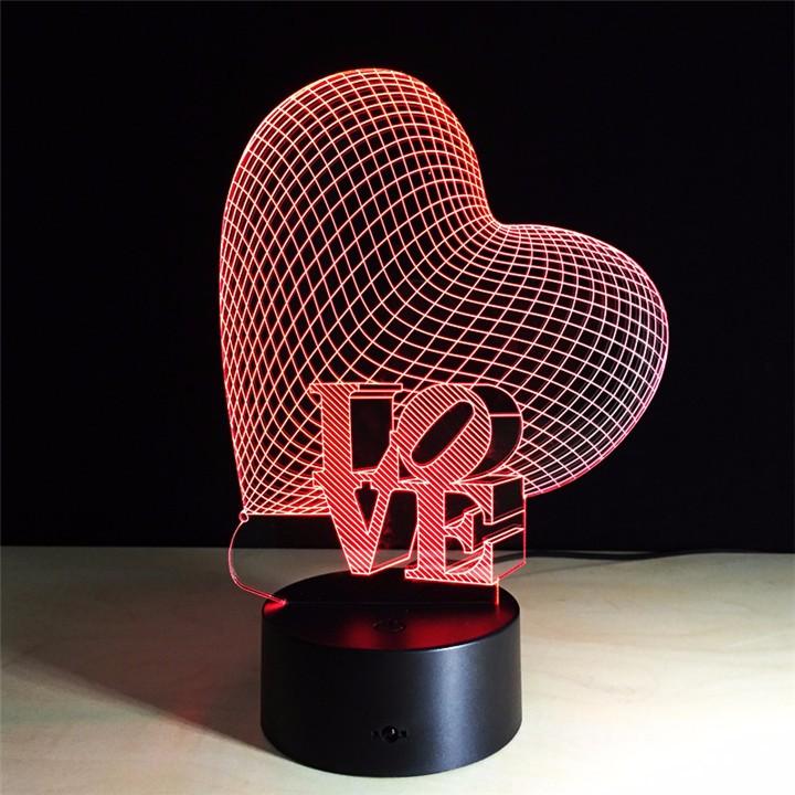 Love Heart 3D Illusion Lamp