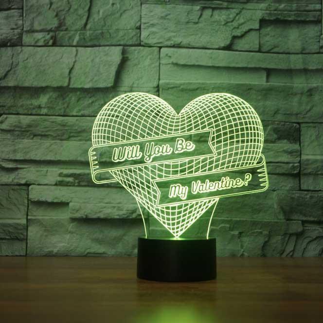 Will You Be My Valentine 3D Illusion Lamp - 3D Led Lamps - SlickLamps.com