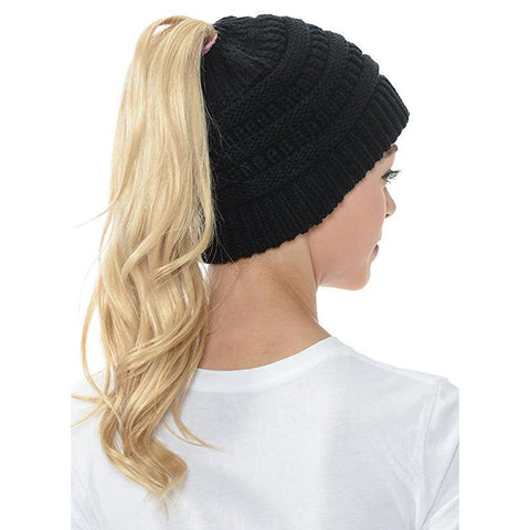 Image of CuteBeanie Soft Knit Ponytail Beanie