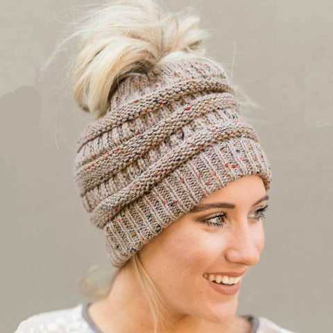 Image of CuteBeanie Soft Knit Ponytail Beanie