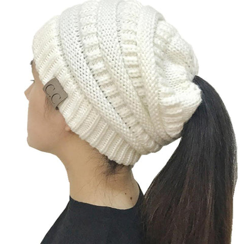 Image of CuteBeanie Soft Knit Ponytail Beanie