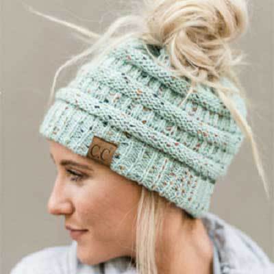 Image of CuteBeanie Soft Knit Ponytail Beanie