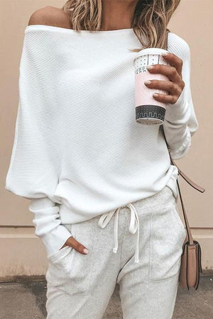 Off Sholder Batwing Sleeve Sweater