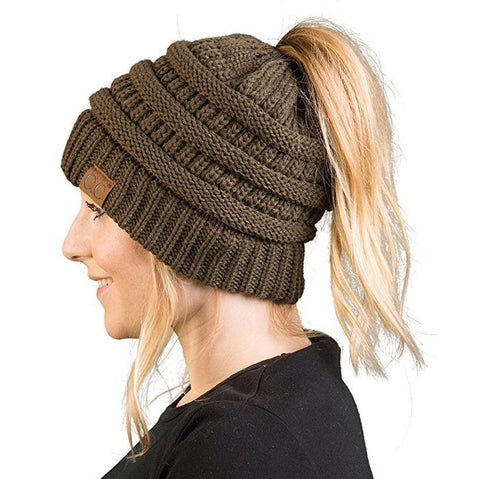 Image of CuteBeanie Soft Knit Ponytail Beanie