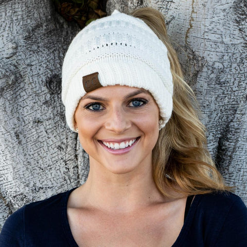 Image of CuteBeanie Soft Knit Ponytail Beanie