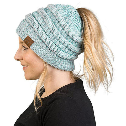 Image of CuteBeanie Soft Knit Ponytail Beanie