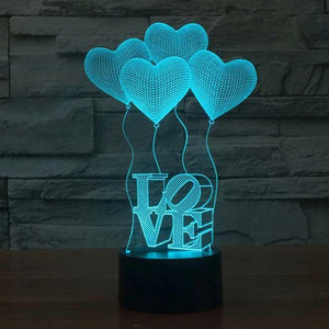 Love Balloons 3D Illusion Lamp - 3D Led Lamps - SlickLamps.com