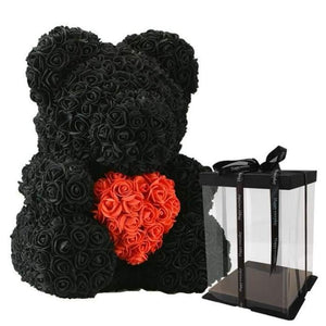 Heart Rose Bear - Black