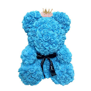 Crown Rose Bear - Blue