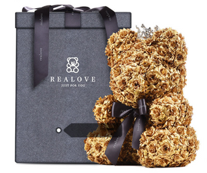 Classic Roses Bear - Gold with Crown