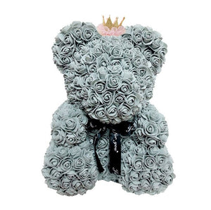 Crown Rose Bear - Grey