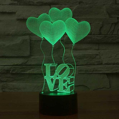 Image of Love Balloons 3D Illusion Lamp - 3D Led Lamps - SlickLamps.com