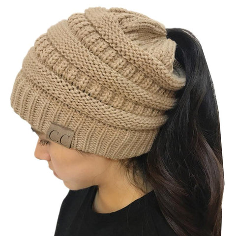 Image of CuteBeanie Soft Knit Ponytail Beanie