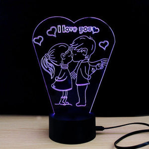 Love Kiss 3D Illusion Lamp