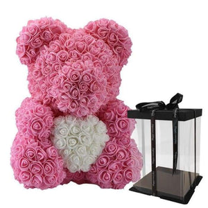 Heart Rose Bear - Pink