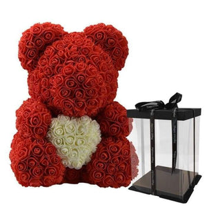 Heart Rose Bear - Red