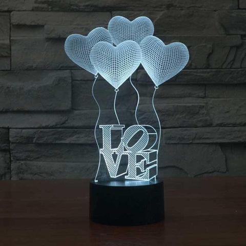 Image of Love Balloons 3D Illusion Lamp - 3D Led Lamps - SlickLamps.com