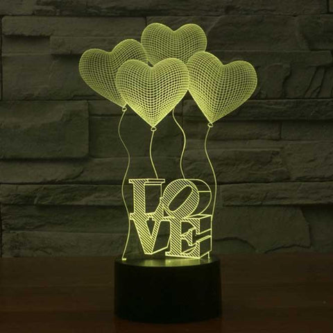 Image of Love Balloons 3D Illusion Lamp - 3D Led Lamps - SlickLamps.com