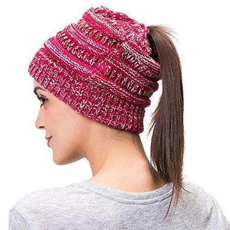 Image of CuteBeanie Soft Knit Ponytail Beanie