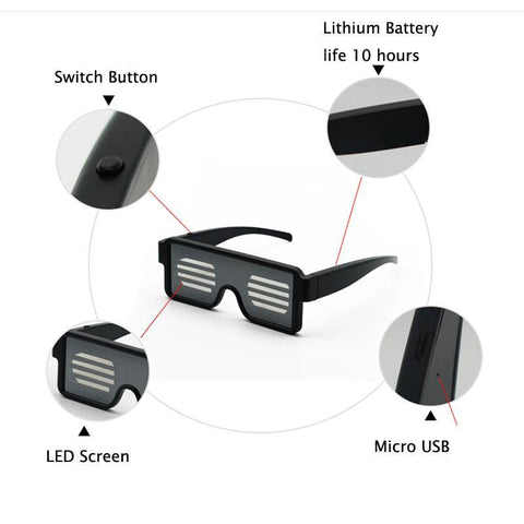 Image of Customizable Quick Flash Rechargeable Luminous LED Light Glasses