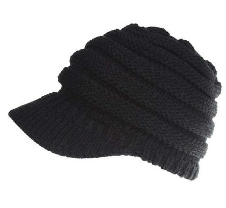 Image of Ponytail Warm Knitted Beanie With Visor