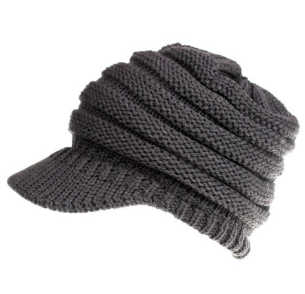 Image of Ponytail Warm Knitted Beanie With Visor