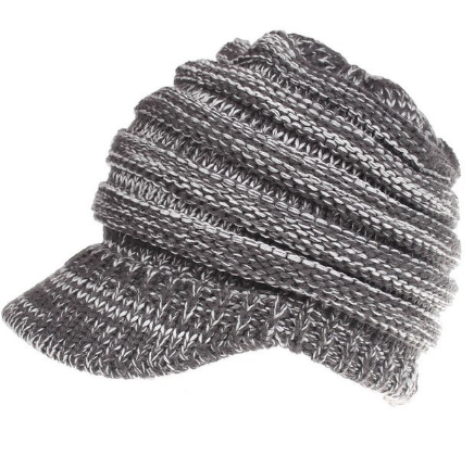 Image of Ponytail Warm Knitted Beanie With Visor