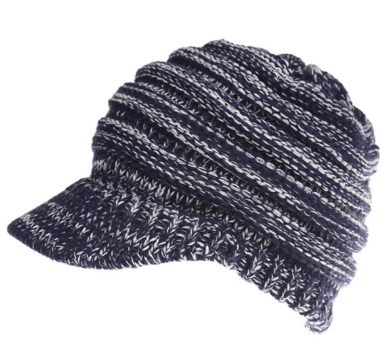 Image of Ponytail Warm Knitted Beanie With Visor